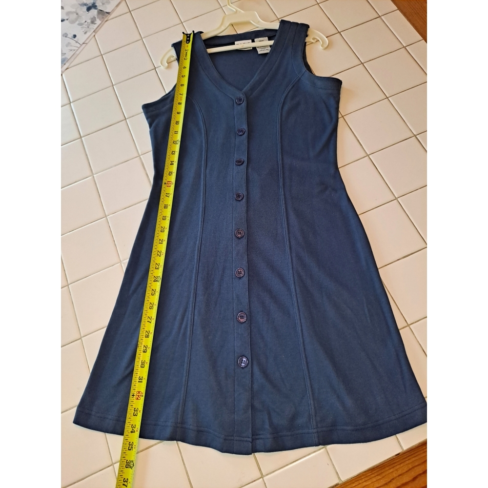 Basic Editions Navy Blue Sleeveless Button Up Min… - image 5